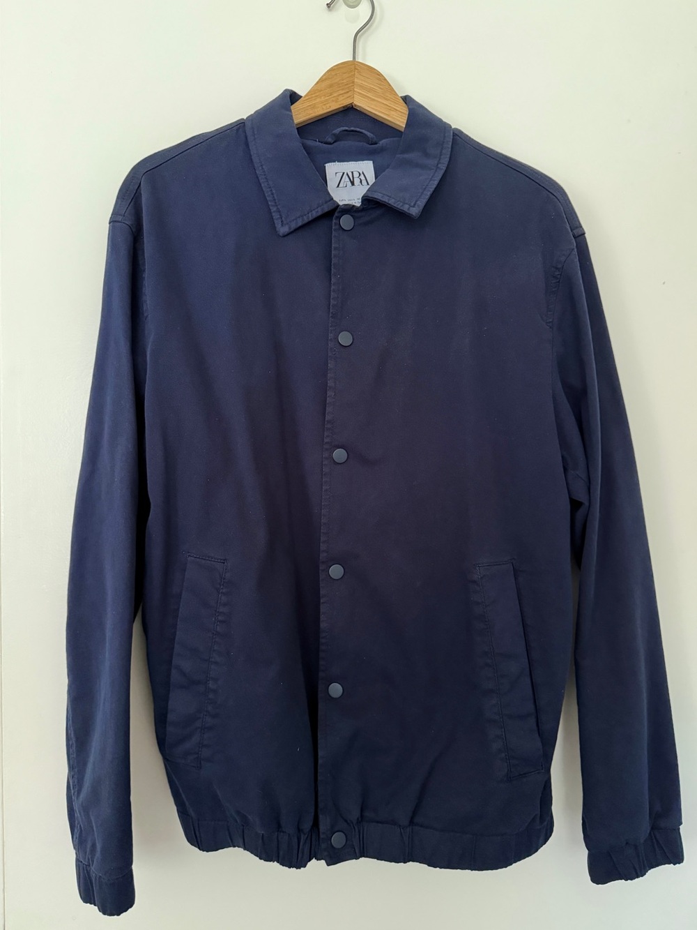 ZARA Lightweight Navy Cotton Men’s Snap-Front Jacket